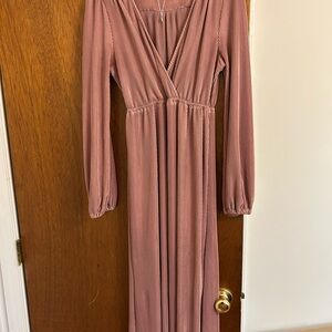 Elegant Mauve Long Sleeve Dress